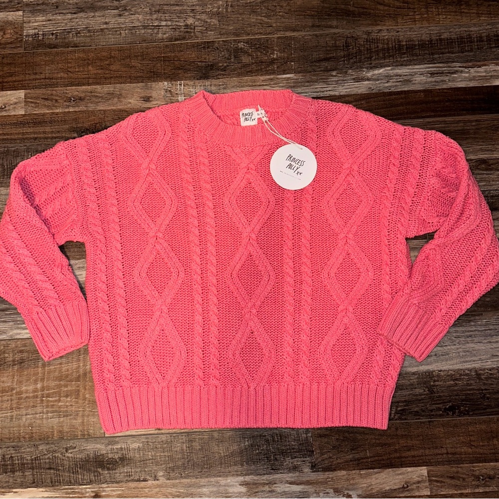 NWT Princess Polly Pink Cable Knit Sweater